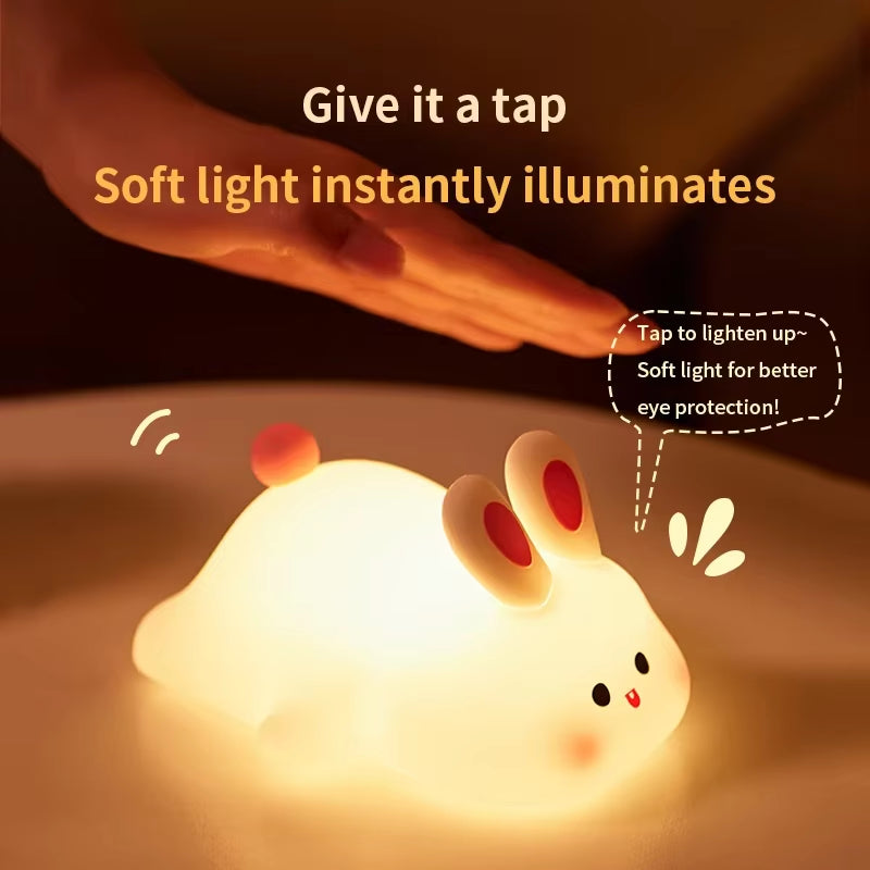 Lampka nocna LED królik silikonowy, dotykowa